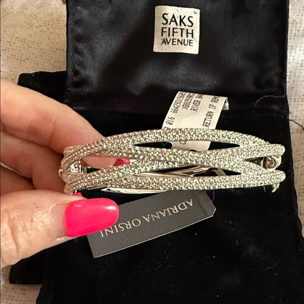 NWT Saks Fifth Avenue Adriana Orono Silver Crystal Multi-Strand Bangle sm/med